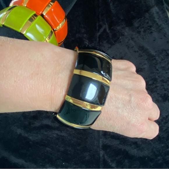 Vintage QVC Joan Rivers Classics Collection Chunky Stretch Bracelet BLACK - Picture 2 of 7